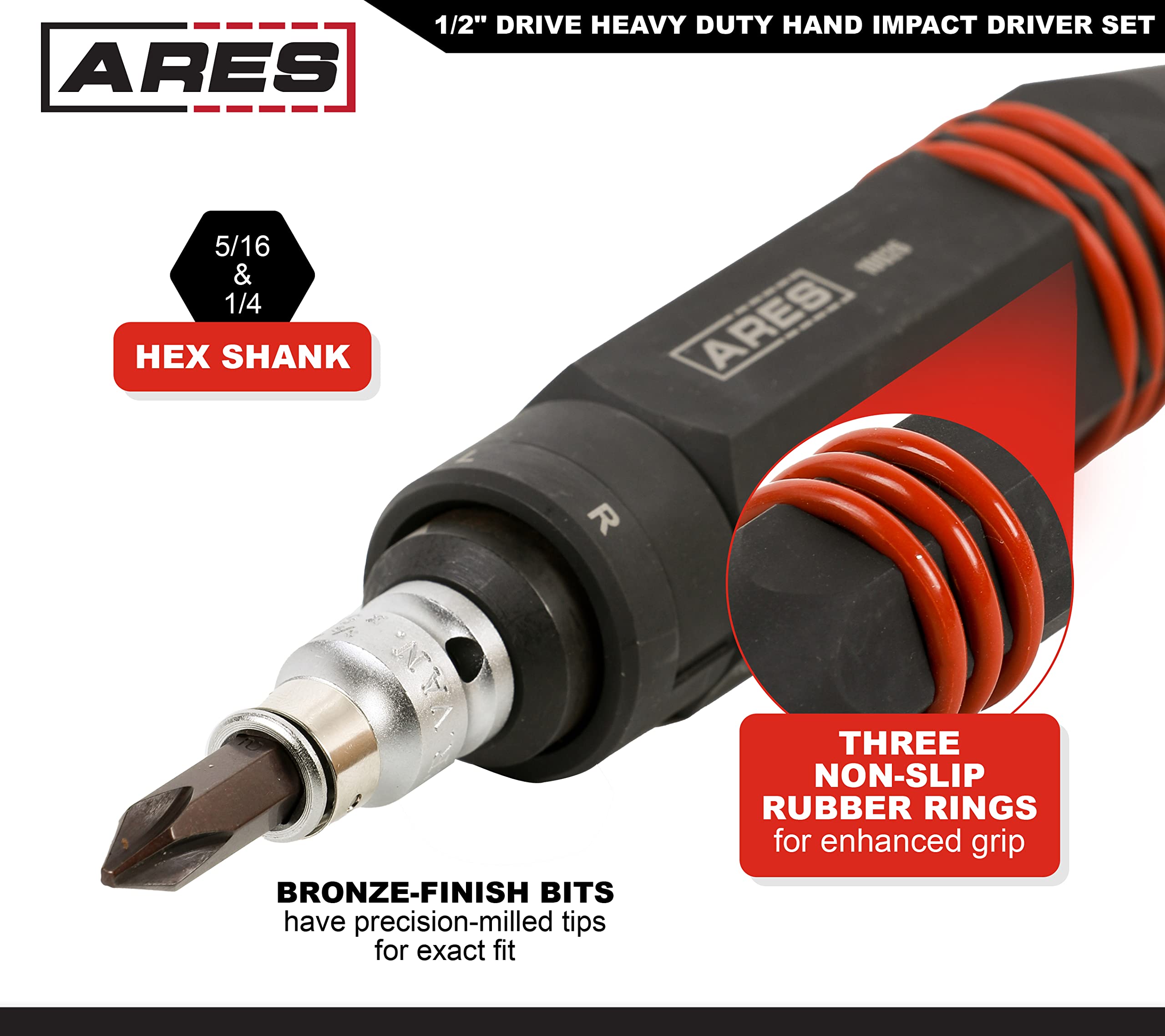 i - AresⅡ+ ARES 70031-1/2-Inch Drive Impact Extension Bar Set - 3-Inch